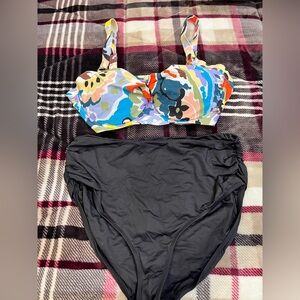 Anne Cole Black and Pink Patterned Bikini